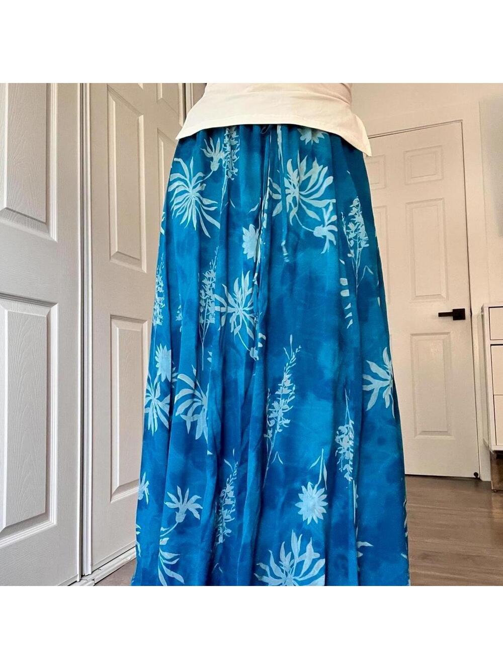 Blue Tropical Maxi Skirt